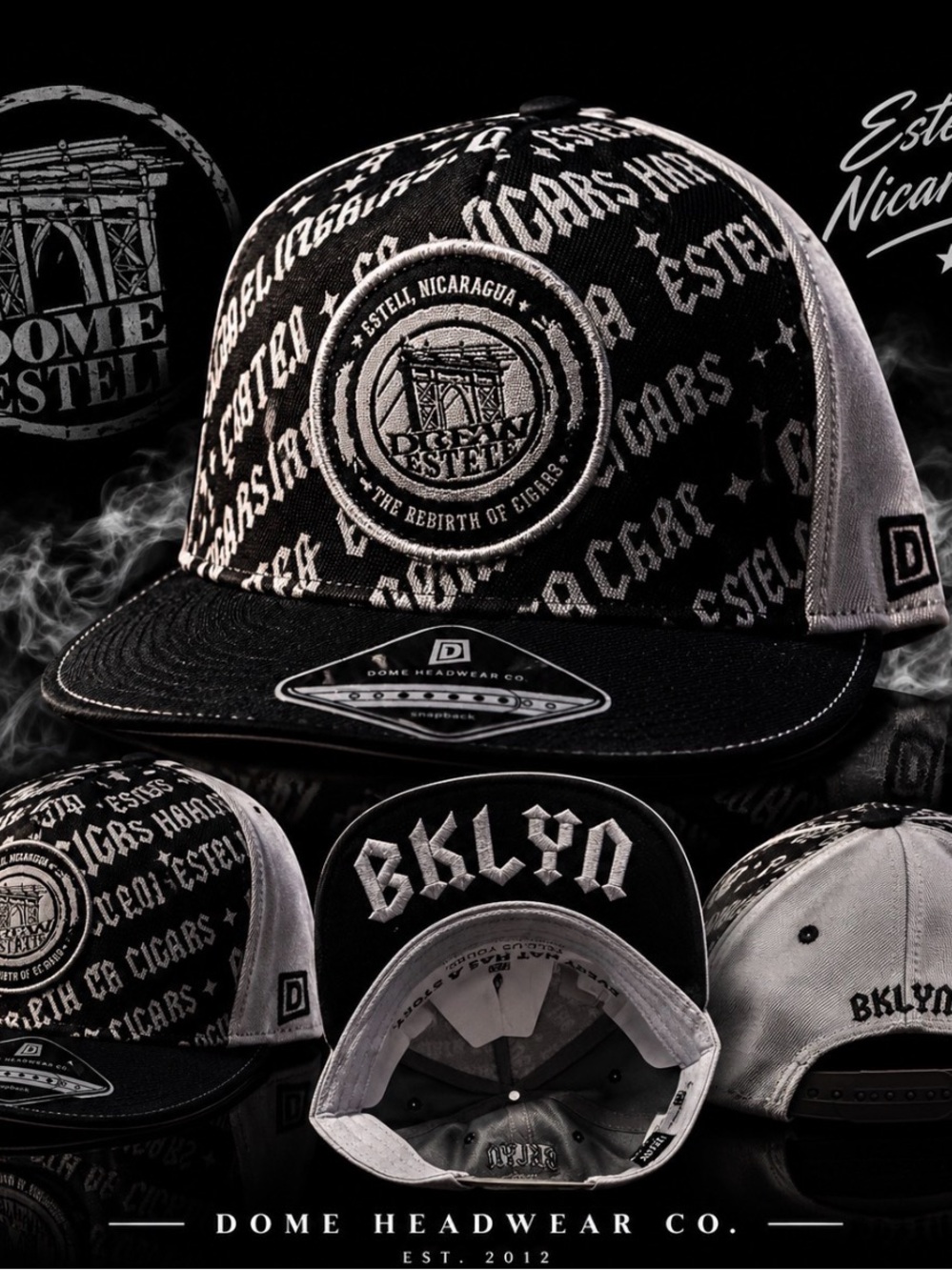 Dome Headwear Black & Gray Logo Snapback Hat